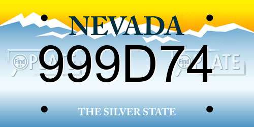 999D74 Nevada License Plate