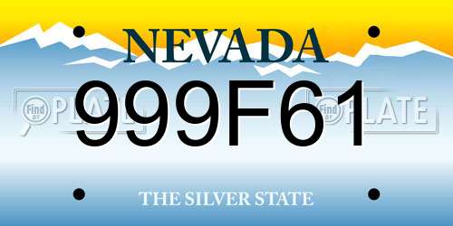 999F61 Nevada License Plate