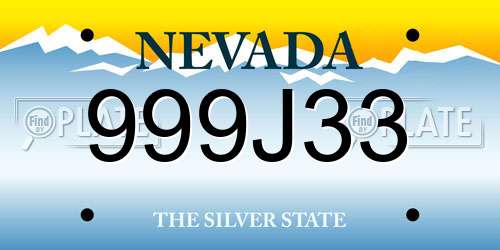 999J33 Nevada License Plate