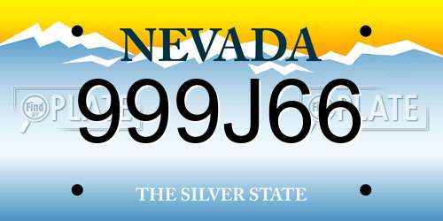 999J66 Nevada License Plate