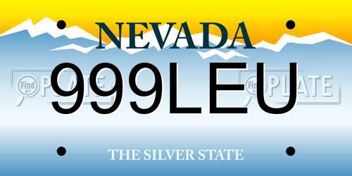 999LEU Nevada License Plate