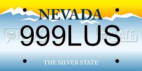 999LUS Nevada License Plate