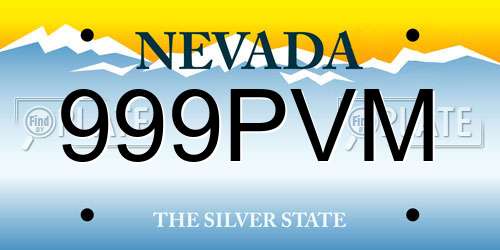 999PVM Nevada License Plate