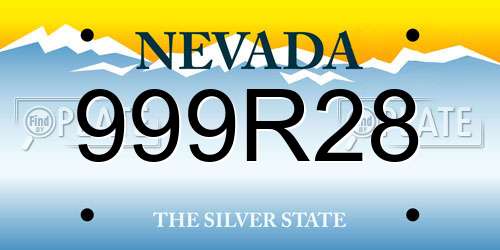 999R28 Nevada License Plate