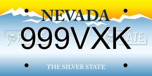 999VXK Nevada License Plate