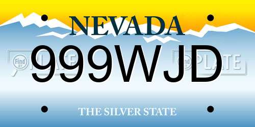 999WJD Nevada License Plate