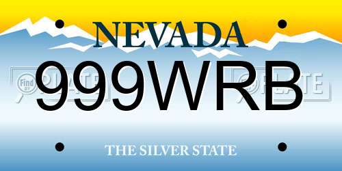 999WRB Nevada License Plate