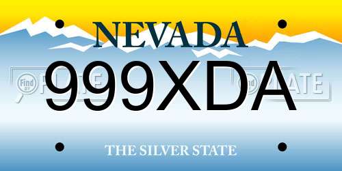 999XDA Nevada License Plate