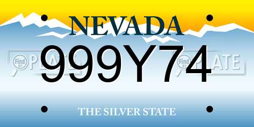 999Y74 Nevada License Plate