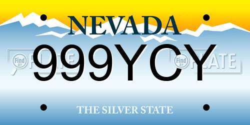 999YCY Nevada License Plate