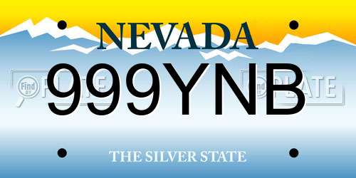 999YNB Nevada License Plate