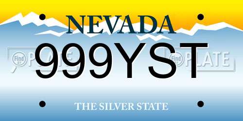999YST Nevada License Plate