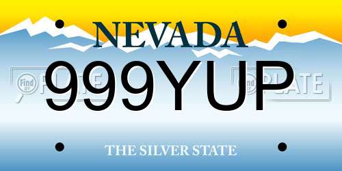 999YUP Nevada License Plate