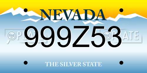 999Z53 Nevada License Plate