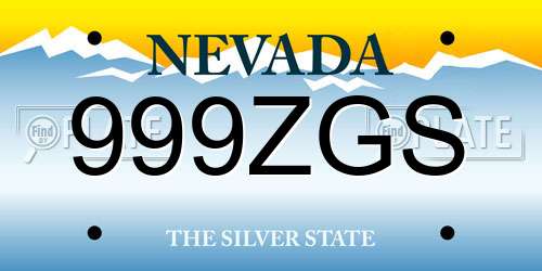 999ZGS Nevada License Plate