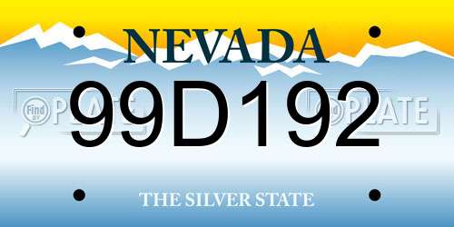 99D192 Nevada License Plate