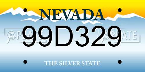 99D329 Nevada License Plate