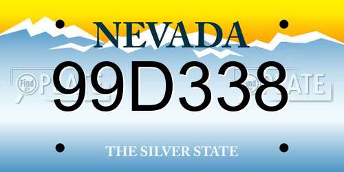 99D338 Nevada License Plate