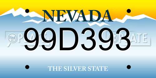 99D393 Nevada License Plate