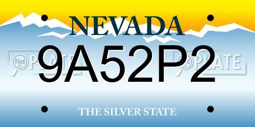9A52P2 Nevada License Plate