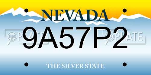9A57P2 Nevada License Plate