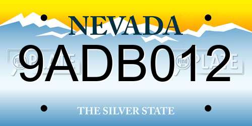9ADB012 Nevada License Plate