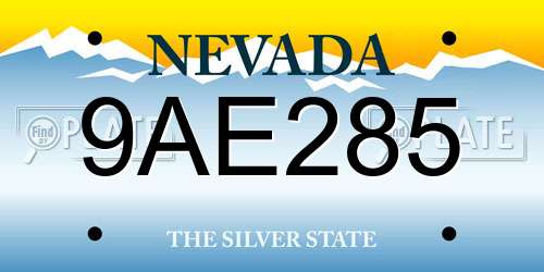 9AE285 Nevada License Plate