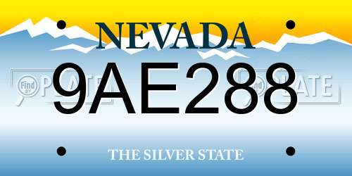 9AE288 Nevada License Plate