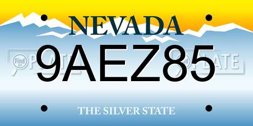 9AEZ85 Nevada License Plate