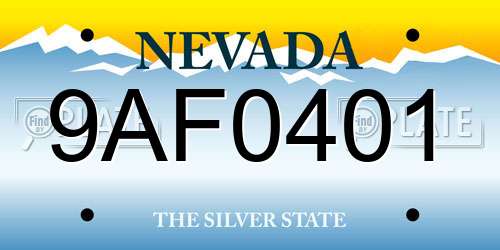 9AF0401 Nevada License Plate