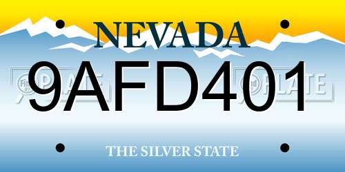 9AFD401 Nevada License Plate