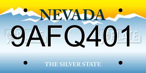 9AFQ401 Nevada License Plate