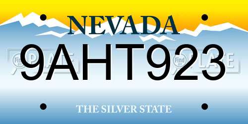 9AHT923 Nevada License Plate