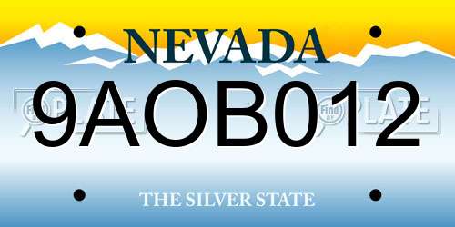 9AOB012 Nevada License Plate