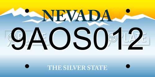 9AOS012 Nevada License Plate