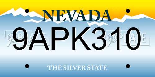 9APK310 Nevada License Plate