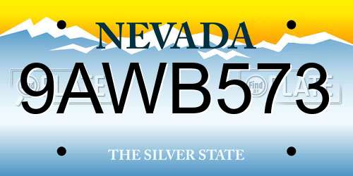 9AWB573 Nevada License Plate