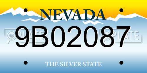 9B02087 Nevada License Plate