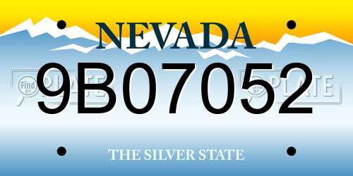 9B07052 Nevada License Plate