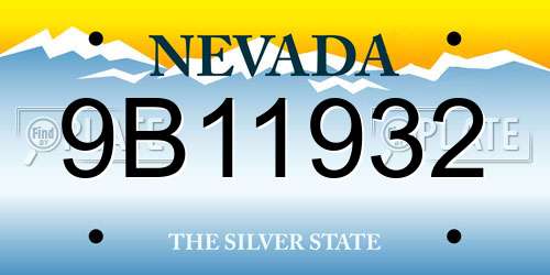 9B11932 Nevada License Plate