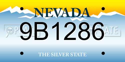 9B1286 Nevada License Plate