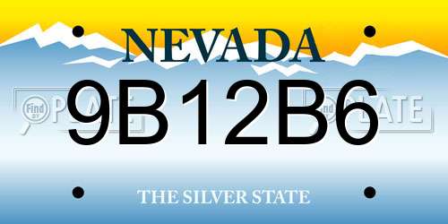 9B12B6 Nevada License Plate