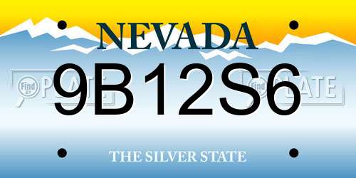 9B12S6 Nevada License Plate