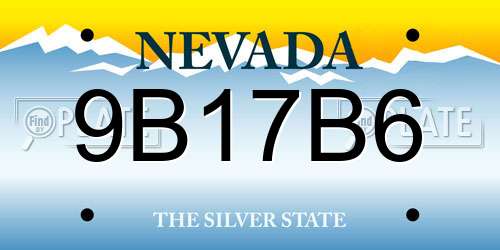 9B17B6 Nevada License Plate