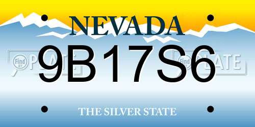 9B17S6 Nevada License Plate