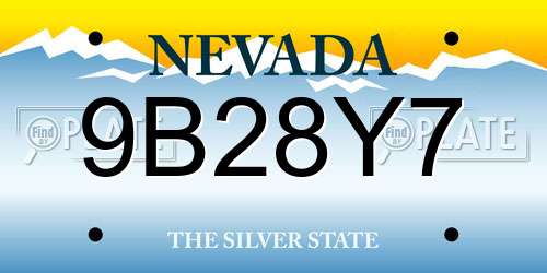9B28Y7 Nevada License Plate