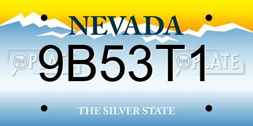 9B53T1 Nevada License Plate
