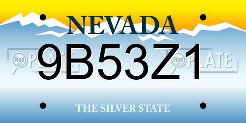 9B53Z1 Nevada License Plate