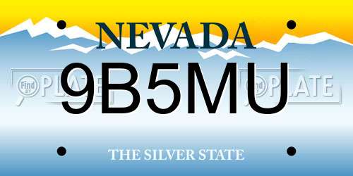 9B5MU Nevada License Plate