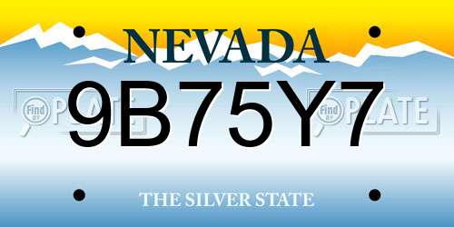 9B75Y7 Nevada License Plate